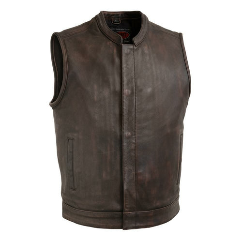 Top Rocker - Men's Leather Motorcycle Vest